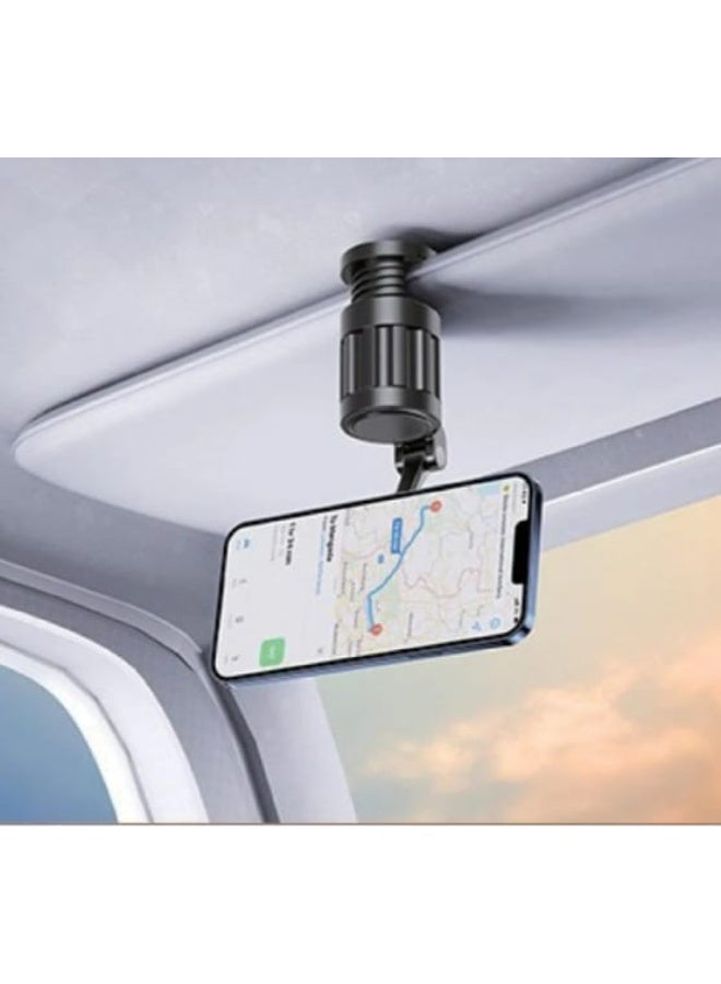 YOUFO Travel Magnetic Phone Holder - 360° Rotation, Foldable Design, Multi-Surface Mount for Airplane, Car, and Desktop - Black - Image 3